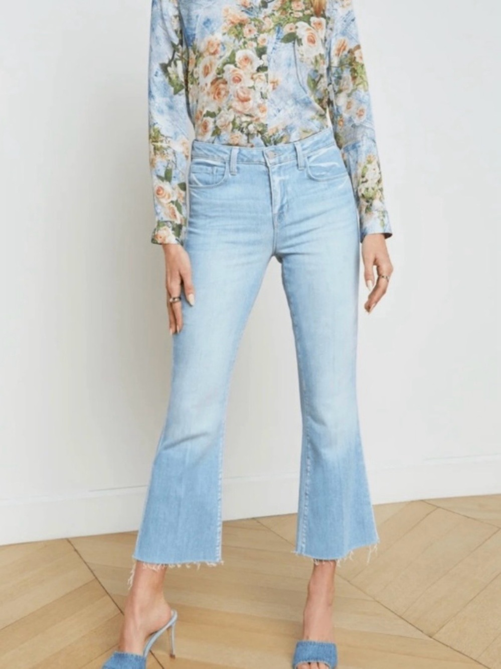 L AGENCE Kendra High Rise Cropped Flare Jeans Olympia